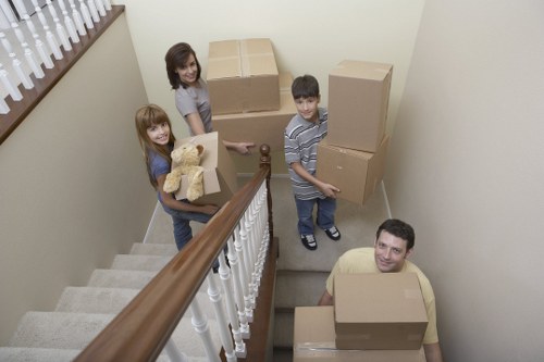 Packed household items ready for transport during a Catford move